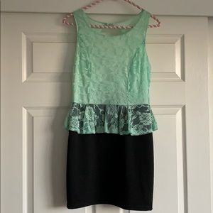 MINT AND BLACK BODYCON DRESS WITH OPEN BACK